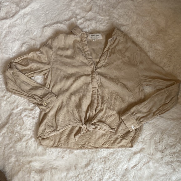 Cloth and Stone for Anthropologie Joanie Tie Front Button Down Shirt Size XS K74 - Picture 3 of 7